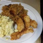 Homemade dinner at Club Washington Long Island Bahamas chicken beans Cole slaw
